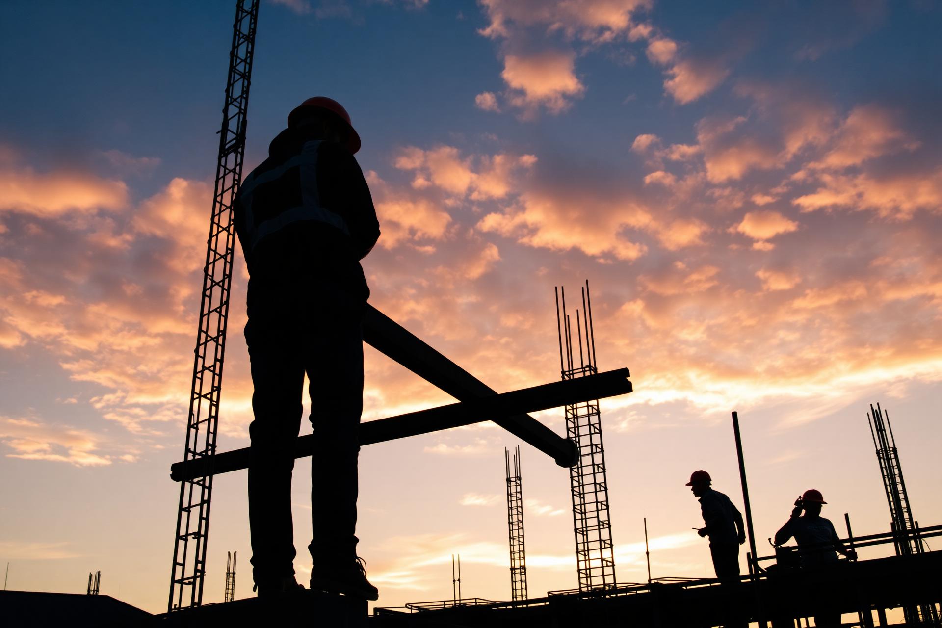 Construction site at golden hour